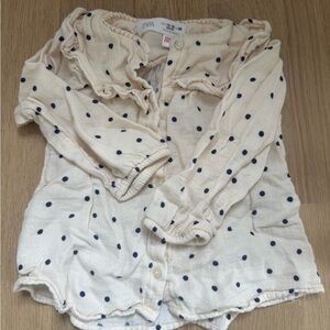 Zara Cream Blouse with Navy Dots